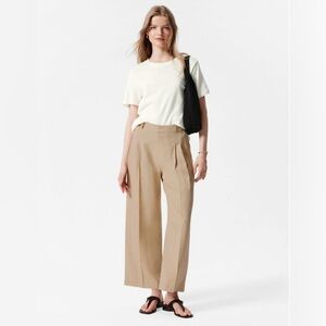 & Other Stories Tailored High Waist Trousers Cropped Beige Size 4 Like New